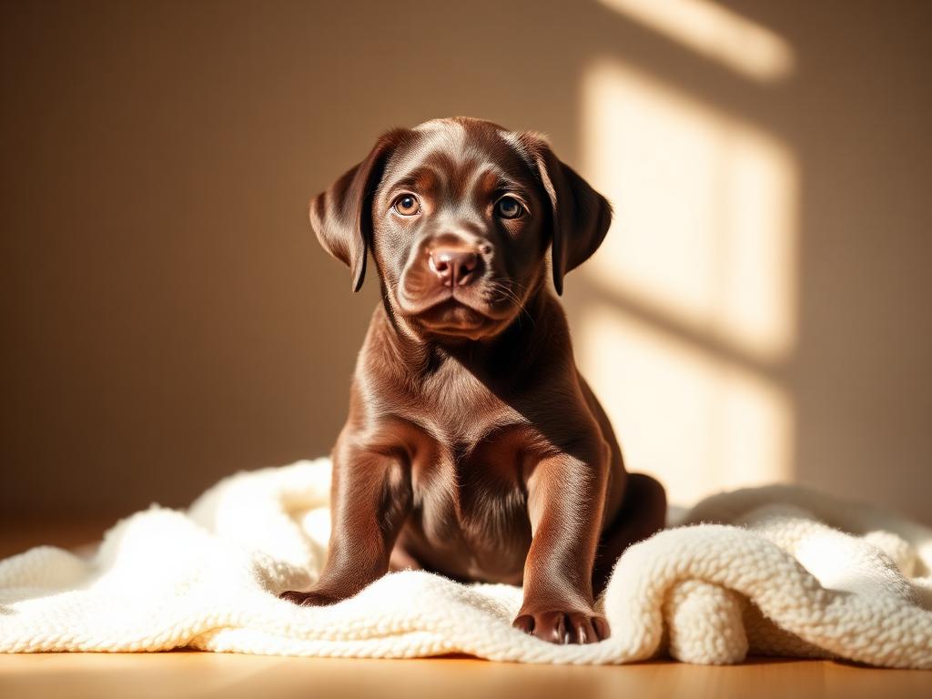 Cliente Andrés R. con su Labrador Chocolate Toby, 8 meses